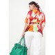 CHEMISE IMPRIMÉE SATINÉ EFFET KIMONO "JMP"