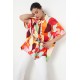 CHEMISE IMPRIMÉE SATINÉ EFFET KIMONO "JMP"